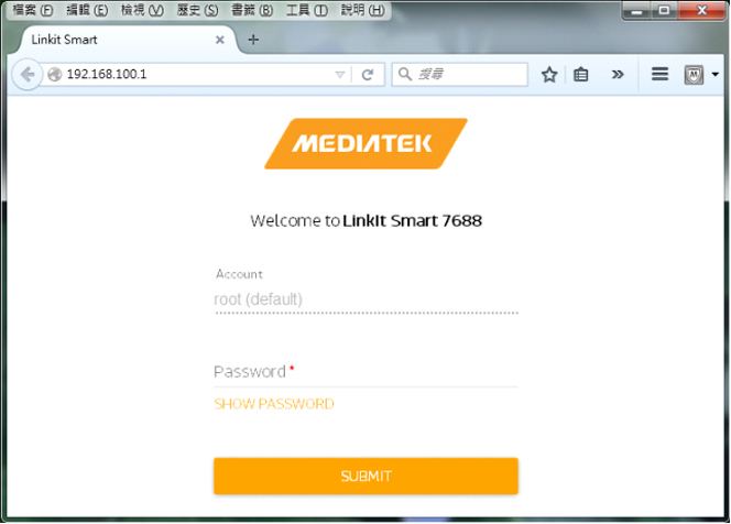 Figure 14. LinkIt Smart 7688 登入頁