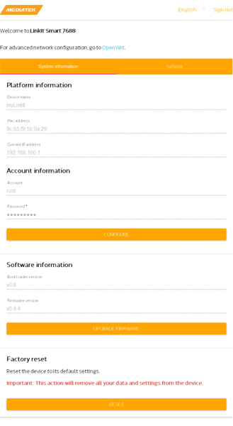 Figure 15. LinkIt Smart 7688 首頁