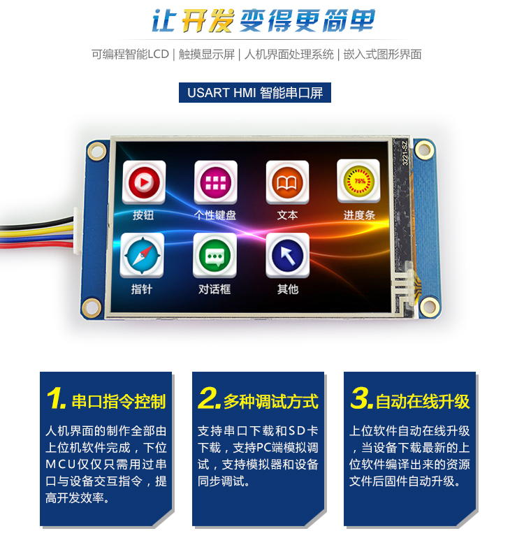 3.2 吋 UART串口 HMI 電阻式觸控液晶螢幕模組