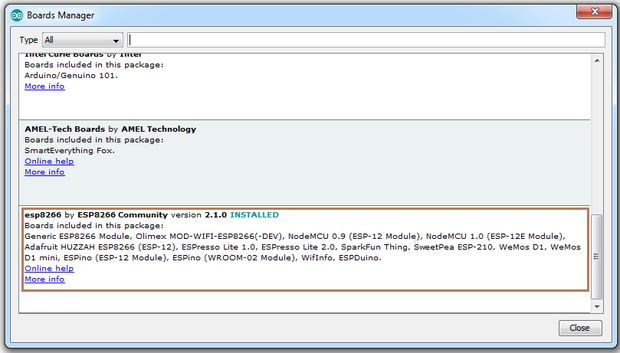 Installing the WeMos-D1R2 Board Via the Board Manager