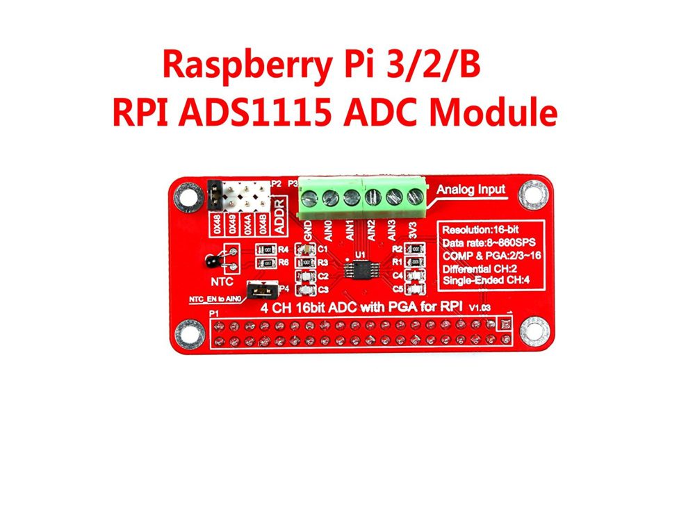 Raspberry Pi ADS1115 ADC 模組 支援 PI 3/2/B RPI