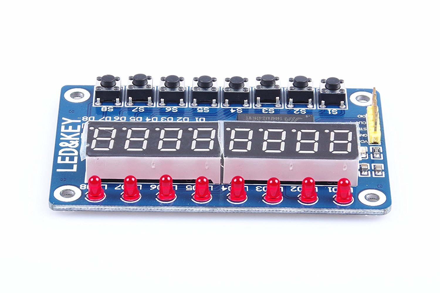 TM1638 按鍵數碼管LED顯示模組 8位元七段顯示器 LED 按鍵 - 台灣物聯科技 TaiwanIOT Studio