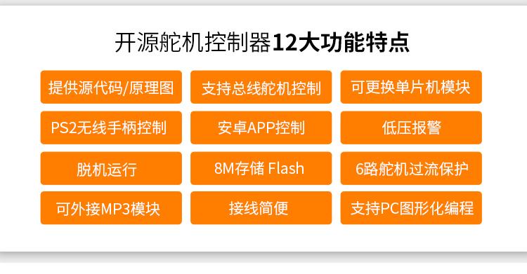 開源6路舵機控制板 功能