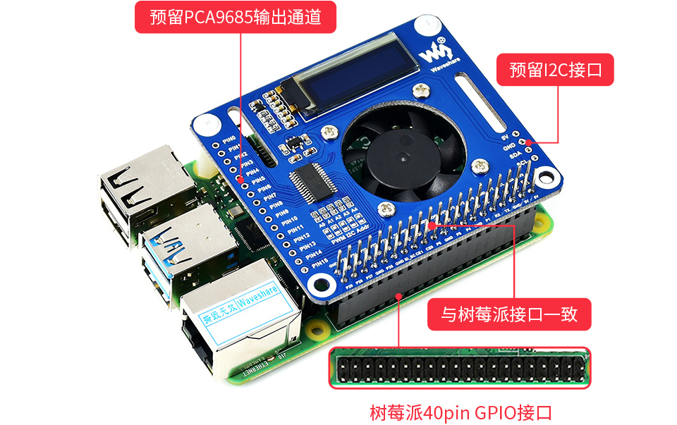 樹莓派風扇擴展板接入Raspberry Pi圖示