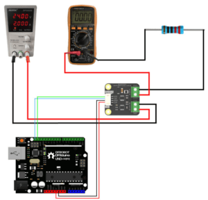 Gravity: I2C 4-20mA DAC Module 電流模組 連接示意圖