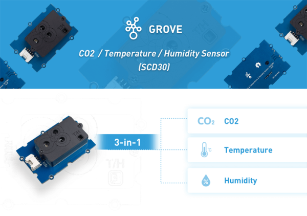 Sc02 Thermometer Grove-CO2+Temperature+Humidity Sensor 二氧化碳+溫度+濕度感測器 for Arduino (SCD30 ...