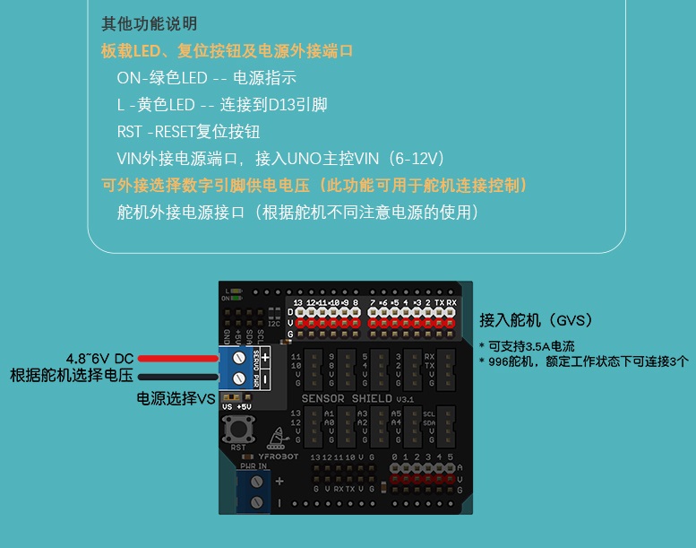 Arduino Sensor Shield感測器擴展板 功能說明