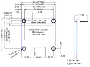 1.3吋OLED 液晶屏顯示模組 尺寸