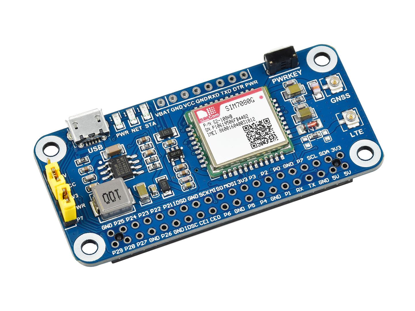樹莓派 NB-IoT/Cat-M(eMTC)/GNSS擴展板產品正面