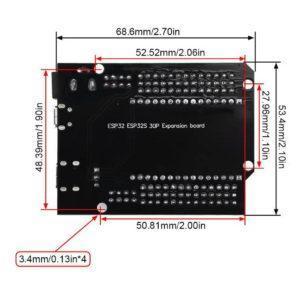 NODEMCU ESP32 擴展板 相容WROOM32 尺寸圖