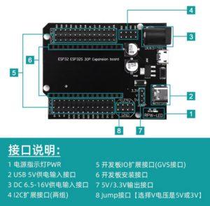 NODEMCU ESP32 擴展板 相容WROOM32 接口説明
