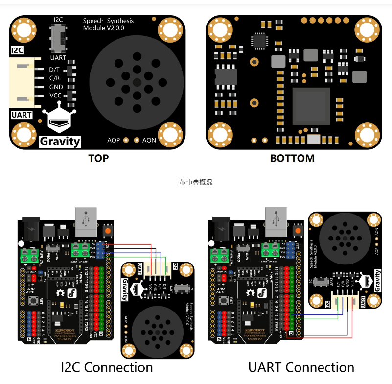 適用於 Arduino 和 ESP32 的文字轉語音合成模組 V2.0 連接圖