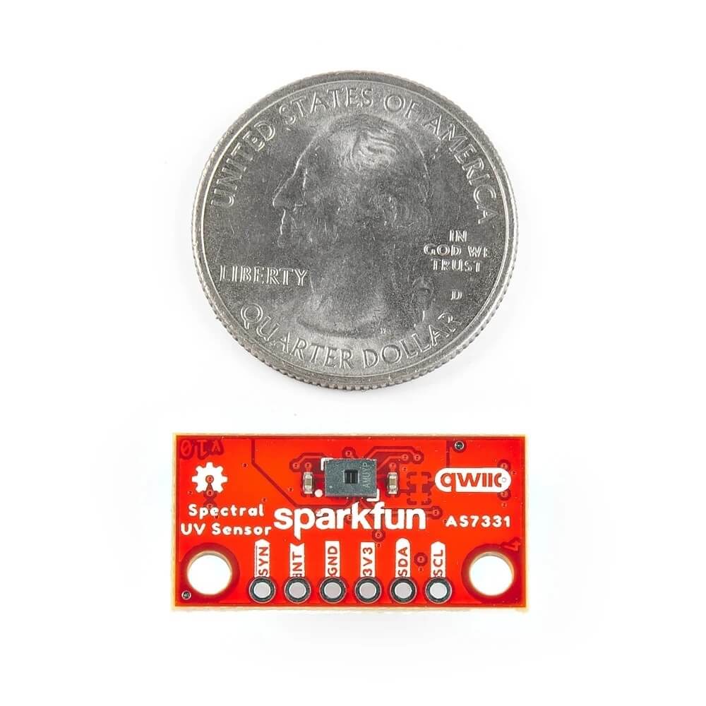 SparkFun 23518-Spectral-UV-Sensor-Mini_Feature 迷你光譜紫外線感測器 尺寸比例