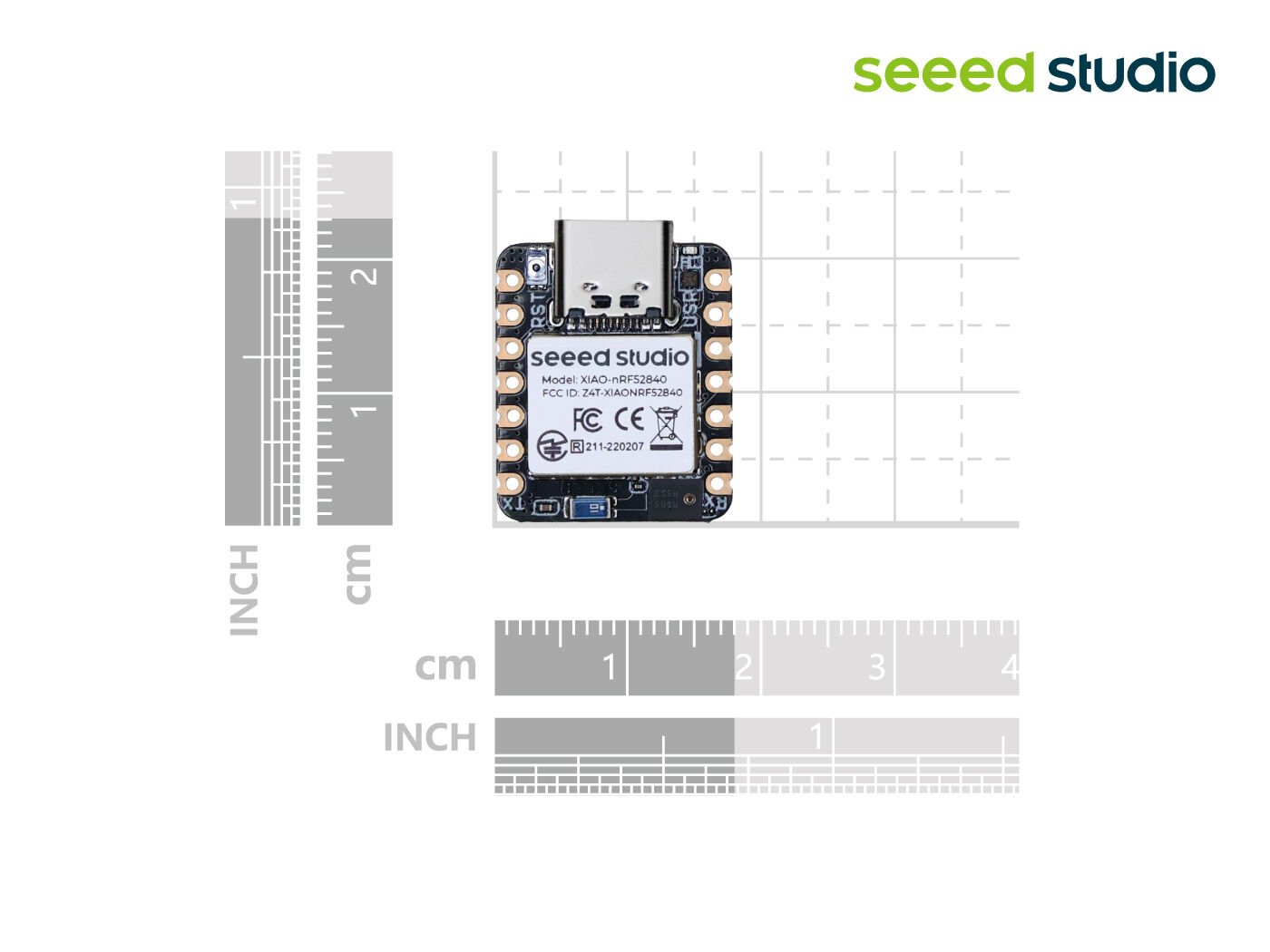 Seeed Studio XIAO nRF52840 Sense 尺寸圖