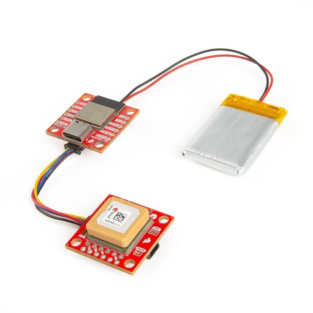 SparkFun Qwiic SAM-M8Q GNSS 接收機 - 內建智慧天線、支援多衛星系統 (GPS/GLONASS/Galileo) 連接示範