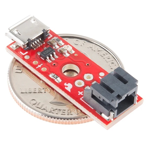 SparkFun LiPo Charger Basic - Micro-B 3.7V 單節鋰電池充電模組 500mA 尺寸比例