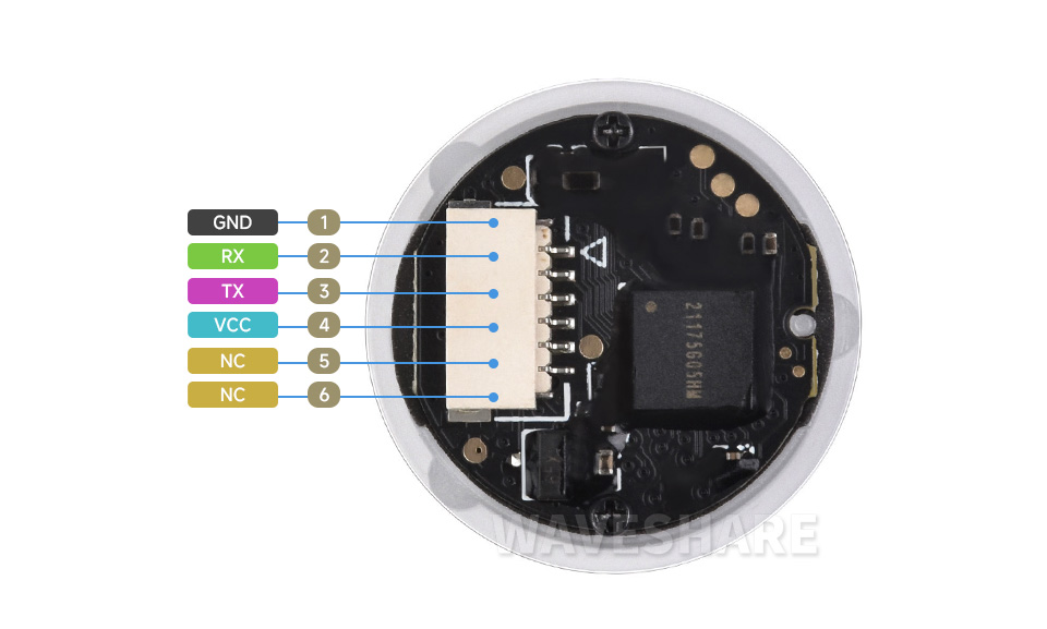 二维码扫描模组 圆形带LED指示灯 屏幕扫码 识别条形码 二维码 Barcode QR 小尺寸 腳位