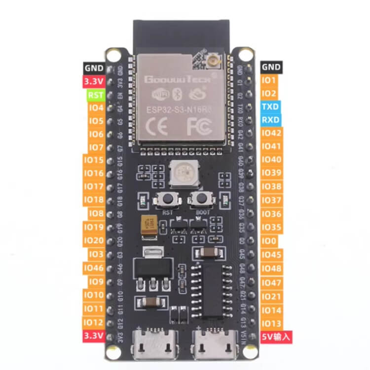 ESP32-S3 N16R8 雙核心 SoC:支援 AI 加速、Wi-Fi + 藍牙 5 (LE) 與強大安全機制 腳位