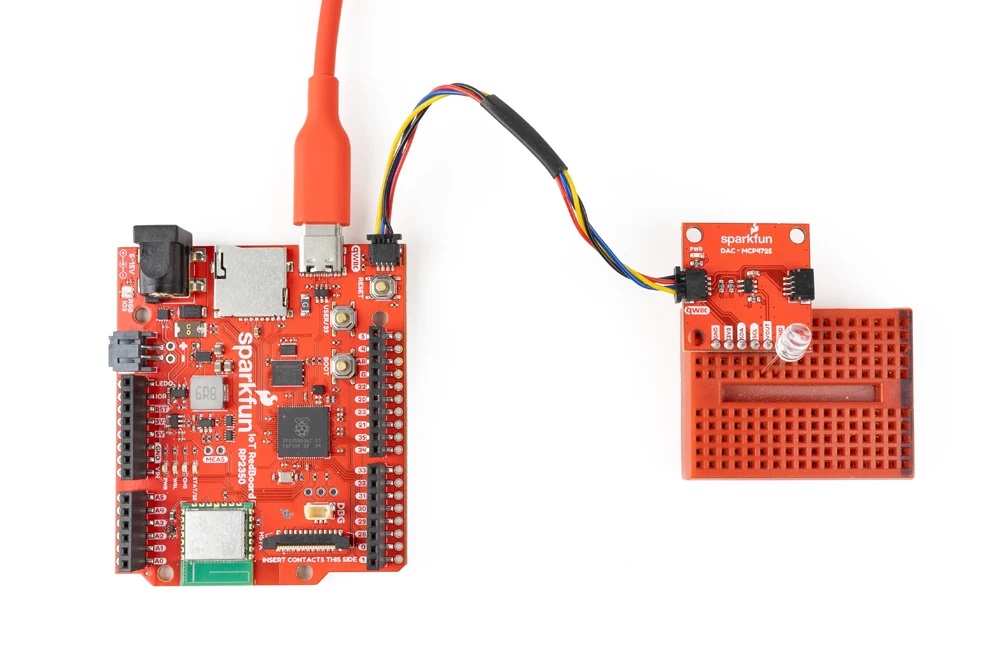 SparkFun Qwiic 12 位元 DAC 分線板 - MCP4725 連接開發板