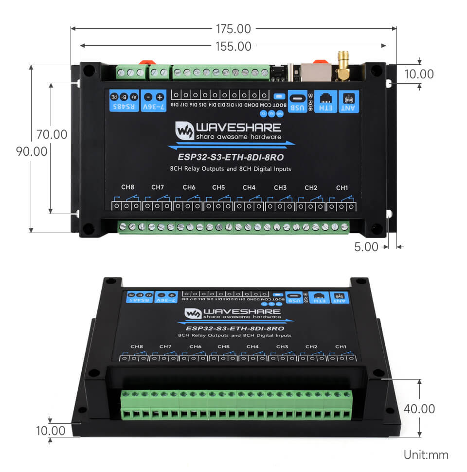 ESP32-S3 產品尺寸圖