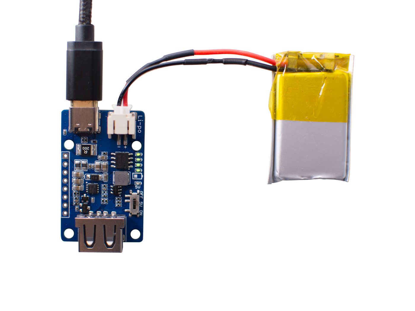 Seeed Lipo Rider Plus 3A 快速鋰電池充電與升壓模組:閃電般迅捷的高效電力核心 連接鋰電池