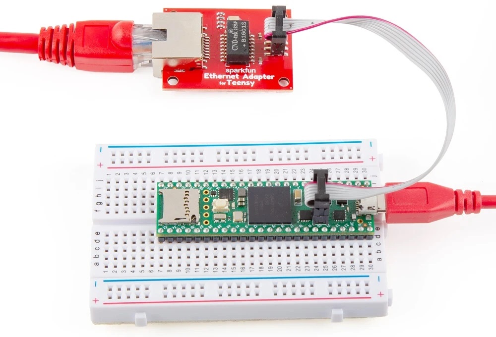 SparkFun Teensy 乙太網路轉接器 (Ethernet Adapter for Teensy) 連接Teensy 4.1