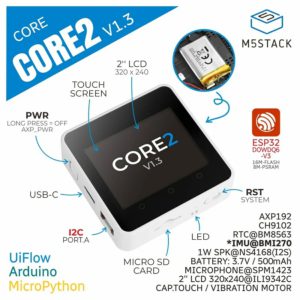 M5Stack Core2 v1.3 ESP32 IoT 開發套件 2.0吋觸控螢幕 BMI270|Wi-Fi|16MB Flash|8MB PSRAM